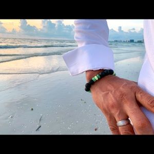 Men’s black/green gemstone bracelet.  One size